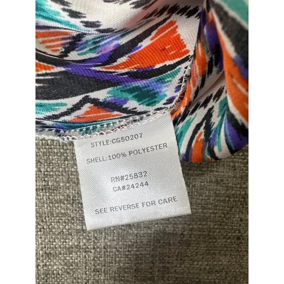 Cowgirl Up Womens Colorful Southwestern Aztec Print Blouse Large Blue Orange - Picture 5 of 7